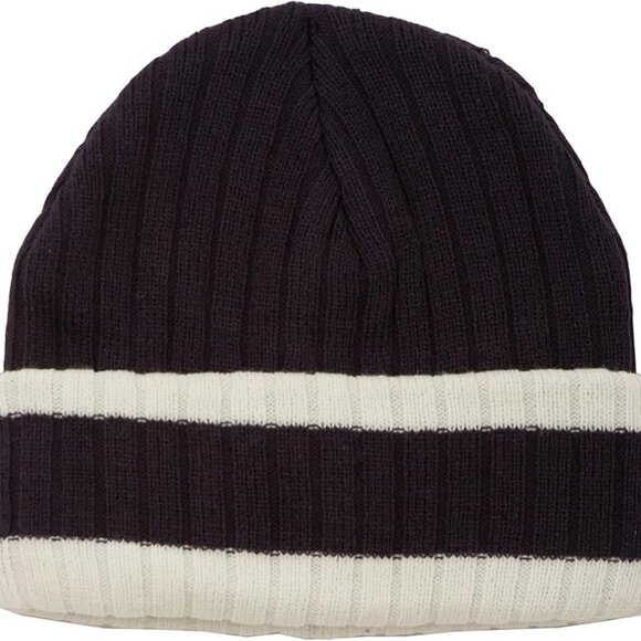 NEW IN PACKAGE MENS SAKKAS NAVY STRIPE BEANIE CAP ONE SIZE HAT - Picture 1 of 3